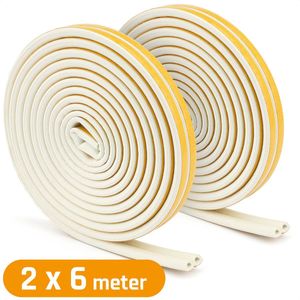 Tochtband zelfklevend – D-profiel tochtstopper - 18 x 6,5 mm – 12 meter (2x 6 meter) – wit