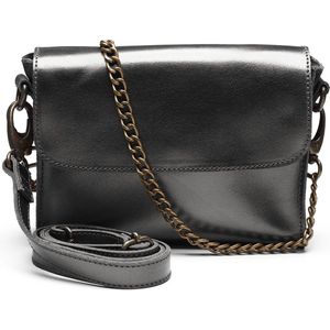 Chabo Bags - Rebel Metallic Black - Crossover tas - Schoudertas - Leer - Zwart