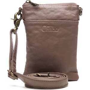 Chabo Bags - Diva Phone Bag - telefoontasje - Crossbodytas - Leer - Taupe / Bruin