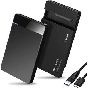 Sounix USB 3.0 Harde Schijf Behuizing met Kabel - 2,5 inch - 5Gbps - SATA HDD/SSD - Zwart