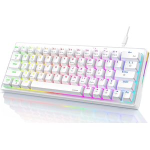 Sounix Gaming Keyboard - 60% Mechanisch Qwerty Gaming Toetsenbord - Niet gebruikt voor PS5 - 64 keys - 18 RGB Effect - US Qwerty - Wit