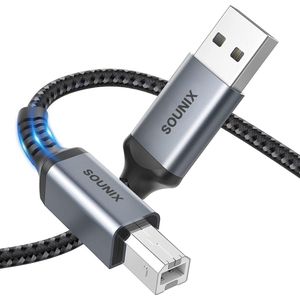 Sounix Printerkabel - USB-A naar USB-B - 2 Meter - Kabel Voor Printer en Scanner - Zwart