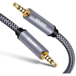 Sounix AUX Kabel 3.5 mm - Audio Kabel - 4-Pole Hi-Fi - TRRS - Gold Plated - Male to Male - Jack To Jack - 2 Meter