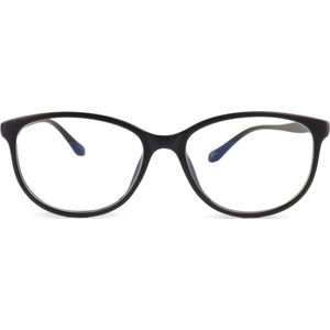 Montour Blauw Licht Bril Filter Olly Ovaal Model Zwart Met Brillenhoes en Doek Computerbril