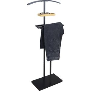 MISOU Dressboy - Kledingstandaard - Kledinghouder - Kledingbutler - Zwart - 114 cm - Bamboe en metaal