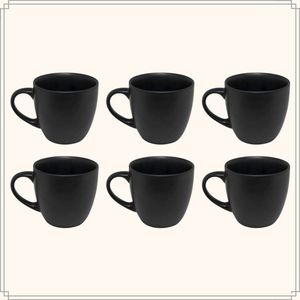 OTIX Koffiekopjes - Set van 6 - Koffietassen - Zwart - Mat - 240ml