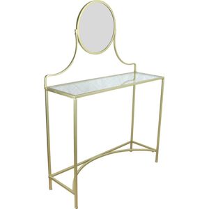 Orange85 Make up tafel Goud met Spiegel Kaptafel Glas