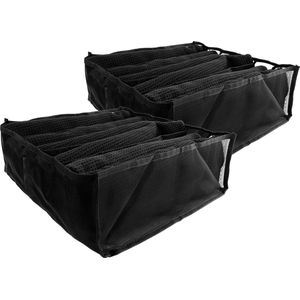Nordix Kledingkast Organizer Opbergsysteem - Opbergmand - Lade 6 vakken - Zwart - 2 stuks - Ordenen