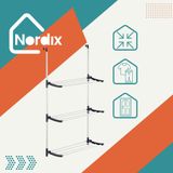Nordix Wasrek -Droogrek - Deur - Inklapbaar - Hangend - Wit - 61.50x30x125cm - Metaal - Kunststof