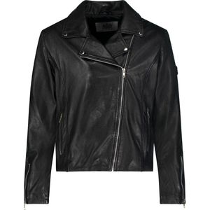 URBAN 5884 Mika Mika leren jas voor dames, herfstjas van echt lamsvacht, zacht en duurzaam, biker-stijl damesjack voor het gebogen silhouet voor dames, zwart.