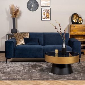 Bronx71 - Velvet Bank - 2,5-Zits - Blauw - Luxe Uiterlijk - Stevig Zitcomfort
