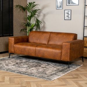 Vegas 2,5-zits bank - Industriële stijl - Eco-leer - Cognac - Stevig zitcomfort