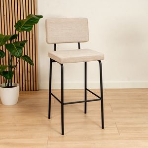 Bronx71® Scandinavische barkruk Espen beige gerecyclede stof 64-77 cm