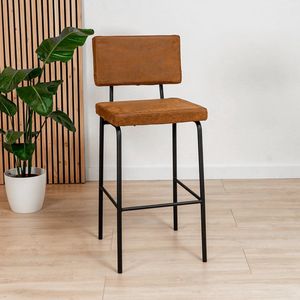 Bronx71® Industriële barkruk Espen cognac eco-leer 64-77 cm