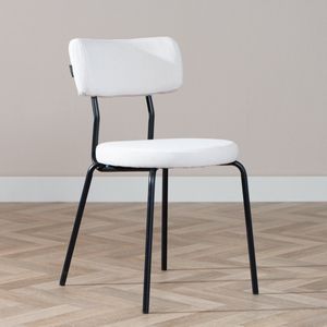 Bronx71® Scandinavische eetkamerstoel Lyon off white gerecyclede stof stapelbaar