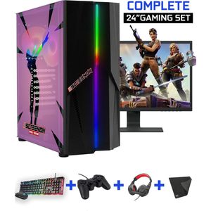 ScreenON - Game PC - Complete Fortnite Gaming PC Set - X13899 - V1 ( Game PC X13899 + 24 Inch Monitor + Toetsenbord + Muis + Controller )