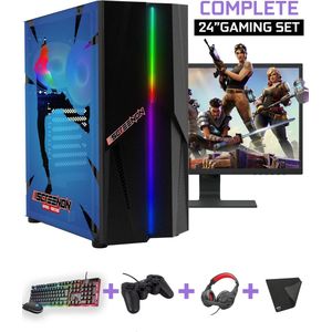 ScreenON - Complete Fortnite Gaming PC Set - X10899 - V1 ( Game PC X10899 + 24 Inch Monitor + Toetsenbord + Muis + Controller )