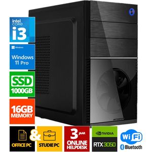 Intel Compleet PC | Intel Core i5 | 16 GB DDR4 | 1 TB SSD | RTX 3050 | Windows 11 Pro + WiFi & Bluetooth
