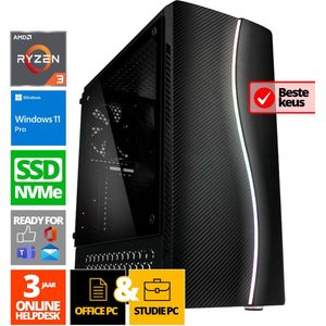 Budget Office PC - Ryzen 3 - 500GB SSD - 16GB RAM - Radeon Vega 8 - Windows 11 Pro + WiFi & Bluetooth