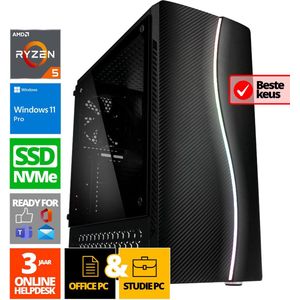 Budget Office PC - Ryzen 5 - 1TB NVMe SSD - 16GB RAM - Radeon Vega 7 - Windows 11 Pro + WiFi & Bluetooth