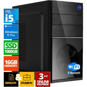 Intel Compleet PC | Intel Core i5 | 16 GB DDR4 | 1 TB SSD - NVMe | Windows 11 Pro + WiFi & Bluetooth