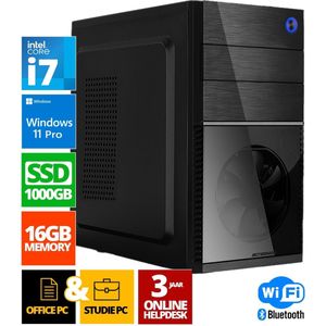 Intel Compleet PC | Intel Core i7 | 16 GB DDR4 | 1 TB SSD - NVMe | Windows 11 Pro + WiFi & Bluetooth
