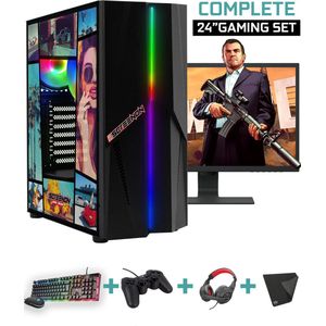 ScreenON - Complete GTA V Gaming PC Set - X10649 - V1 ( Game PC X10649 + 24 Inch Monitor + Toetsenbord + Muis + Controller )