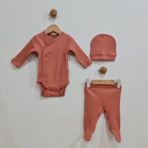 Newborn baby set 3 delig ribbed Hena 0-3M
