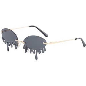 Freaky Glasses® - Vlammen Zonnebril Druppels – Festival Bril – Rave Zonnebril - Snelle Planga – Dames – Heren - Zwart
