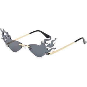 Freaky Glasses® - Hoge Vlammen Zonnebril – Festival Bril – Rave Zonnebril - Snelle Planga – Dames – Heren - Zwart