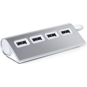Elegante USB hub - splitter - switch - 4 poorten - met kabel - computer accessoires - zilver
