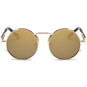 Freaky Glasses - Zonnebril rond - Festivalbril - Bril - Feest - Glasses - Heren - Dames - Unisex - Kunststof - goud