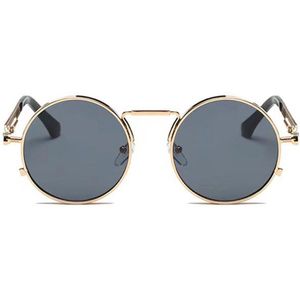 Freaky Glasses - Zonnebril rond - Festivalbril - Bril - Feest - Glasses - Heren - Dames - Unisex - Kunststof - zwart - goud