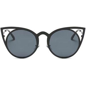 Freaky Glasses - Zonnebril rond met kattenoortjes - Festivalbril - Bril - Feest - Glasses - Heren - Dames - Unisex - Kunststof - zwart