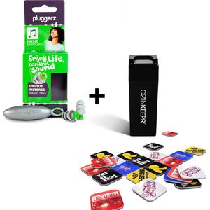 Pluggerz festival oordopjes + Coinkeepr festivalmuntjes houder - Coinkeeper Festivals - Muziek oordoppen - Combi deal