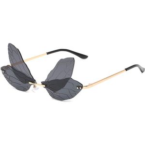 Freaky Glasses - Zonnebril Butterfly - Festivalbril - Bril - Feest - Glasses - Heren - Dames - Unisex - Kunststof - Metaal - zwart