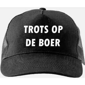 Trucker cap Trots op de boer - Pet - Baseball cap - Dames - Heren - No farmers no food - Polyester - zwart - wit