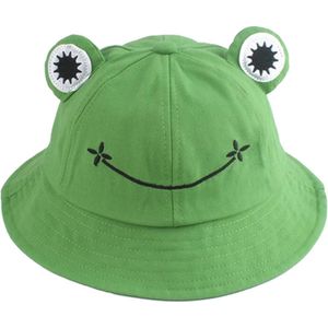 Vissershoedje kikker - Bucket Hat - Hoed - Festival - Volwassenen - Dames - Heren - Katoen - groen