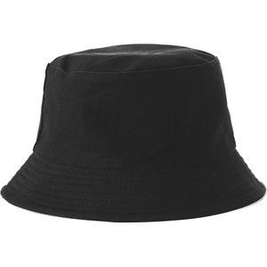 Bucket Hat - Vissershoedje - Hoed - Festival - Dames - Heren - 58 cm - One-size - Dubbel laags - Katoen - zwart