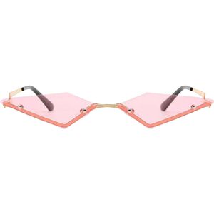 Freaky Glasses - Zonnebril triangle - Festivalbril - Bril - Feest - Glasses - Heren - Dames - Unisex - Kunststof - roze