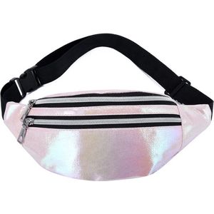 Heuptas glitter - Fanny Pack - Buideltasje - Heuptasje dames - Festival tasje - Kunststof - 22 x 12 cm - roze