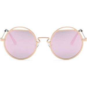 Freaky Glasses - Zonnebril rond - Festivalbril - Bril - Feest - Glasses - Heren - Dames - Unisex - Kunststof - goud - roze