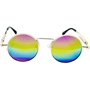 Freaky Glasses - Hippie zonnebril rond - Festivalbril - Glasses - Regenboog spiegelglazen - Heren - Dames - Kunststof - multicolor