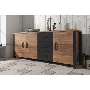 Meubella - Dressoir Olivia - Zwart - Eiken - 192 cm