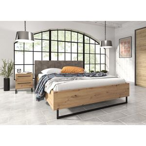 Tweepersoonsbed Saturn - Eiken - Zwart - 180x200 cm