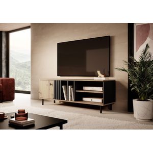 Meubella - TV-Meubel Marcos - Eiken - Antraciet - 138 cm