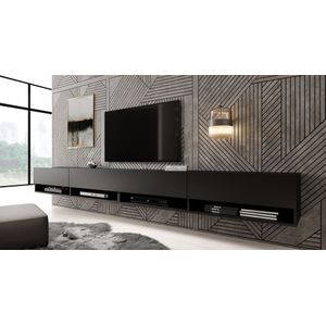 Meubella - TV-Meubel Asino - Mat Zwart - 280 cm