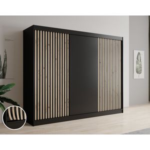 Meubella - Kledingkast Lisbon - Zwart - 250 cm