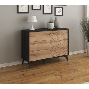 Dressoir Dolores - Eiken - Zwart - 104 cm - met lades