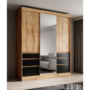 Meubella - Kledingkast Henry - Eiken - Zwart - 180 cm